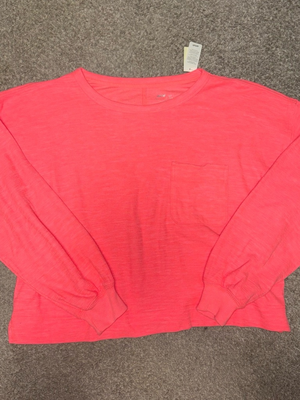 aerie new with tags Neon Coral Crewneck Long Sleeve Pocket Sweatshirt